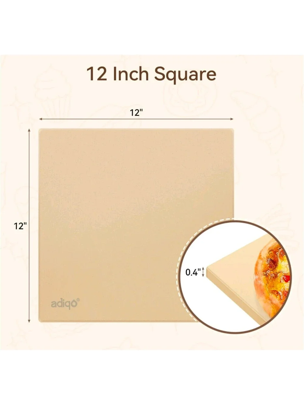 ADIQO 12in Square Pizza Stone